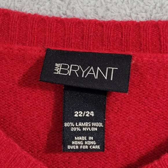 Lane Bryant V-Neck Sweater 22 Lambs Wool Nylon Blend Striped Design Womens  JPT - Picture 4 of 7